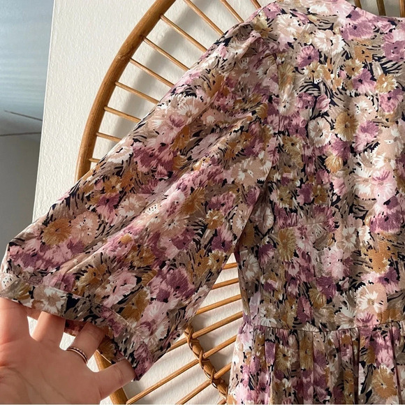 En Saison Jocelyn Floral Midi Dress Open Back Tiered Pink Size Small - Picture 4 of 10